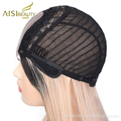 Aisi Beauty Popular Vendor Cheap Long Straight Ombre Blonde Wig Lace Frontal Synthetic Hair For Black Women Lace Front Wig